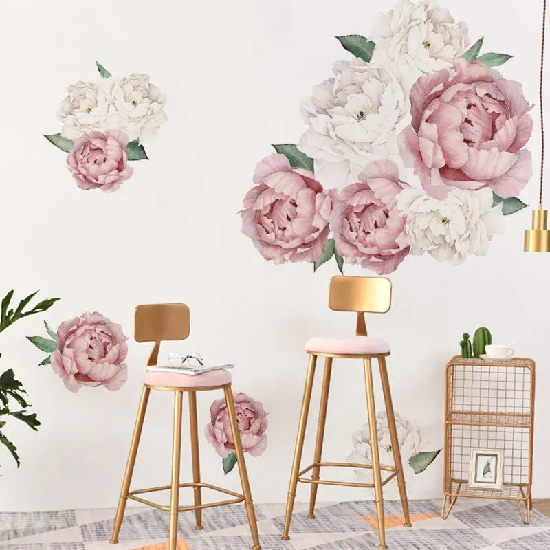 Creative Peony Series Wall Stickers Blossoming Peony Personality Combination Home Decoration Self-adhesive Wall Stickers