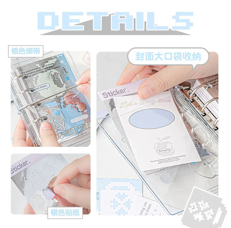 MINKYS M5 Pocket Binder Notebook Planner Yearly Daily Weekly Agenda Book Photo Book Kawaii School Stationery