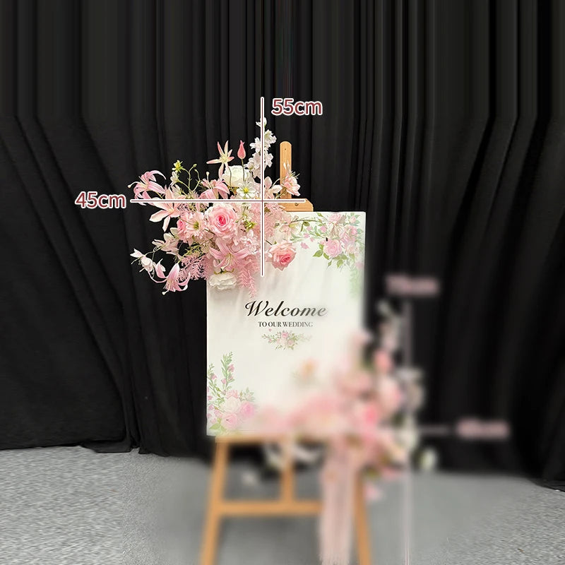 Artificial Hang Floral Arrangement Wedding Backdrop Arch Decor Pink White Rose Aisle Floor Flower Row Table Centerpieces Flower
