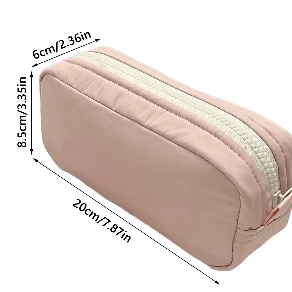 Large Capacity Pencil Pouch Aesthetic Pen Bag Simple Solid Color Stationery Box Zipper Design Back To School Pen Bag