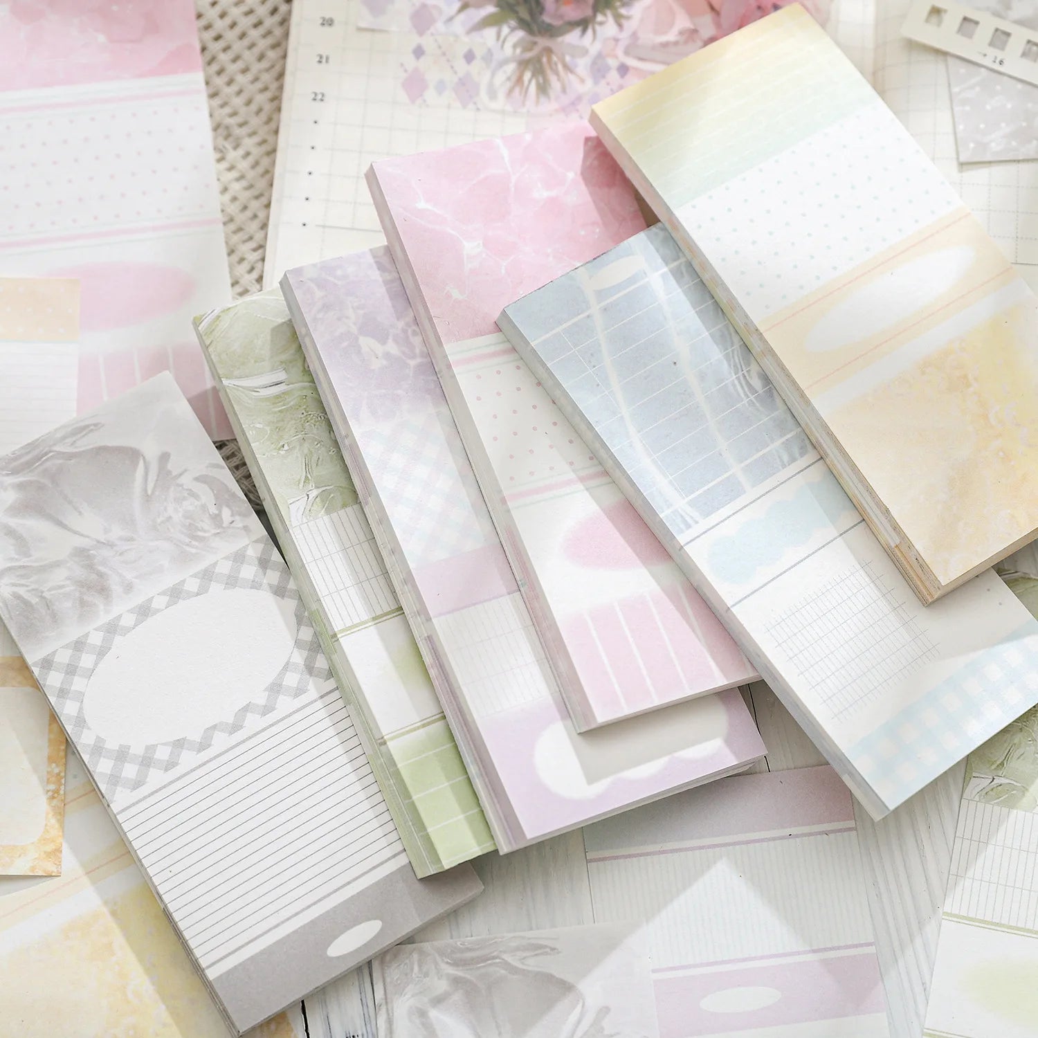 6packs/lot Memo Pads Material Paper Leisure Time Junk Journal Scrapbooking Retro Background Decoration