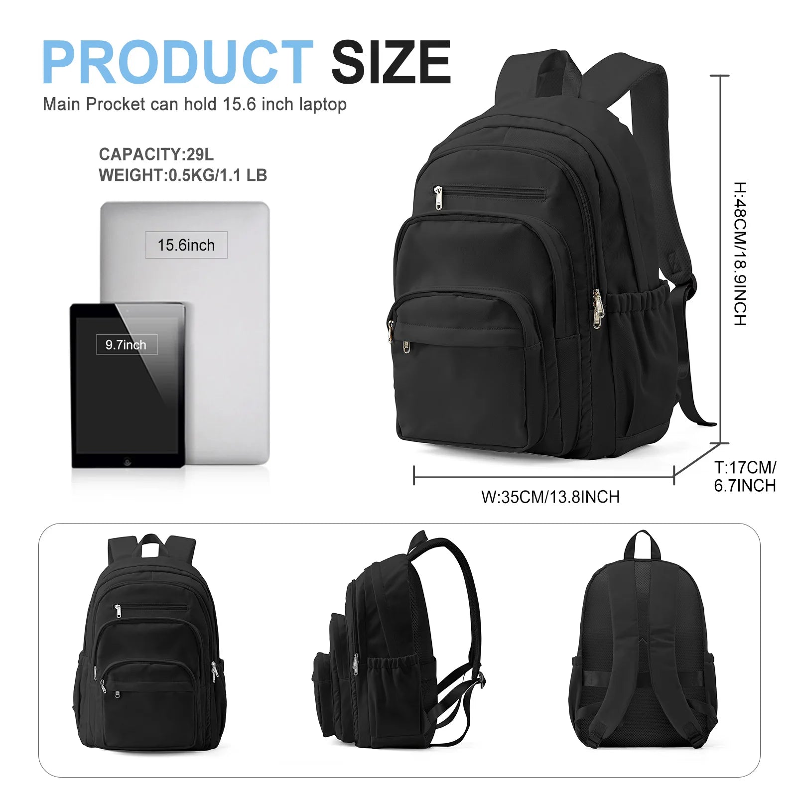 Large Capacity Multi-Layer Pocket Backpack Commuter Bag Middle High School Teens Students - Casual Daypack, Backpack for School