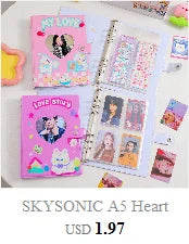 SKYSONIC Square Binder Collect Book DIY Sleeves & Notebook Refill Papers Idol Goo Card Journal Glitter Bullet Hand Book