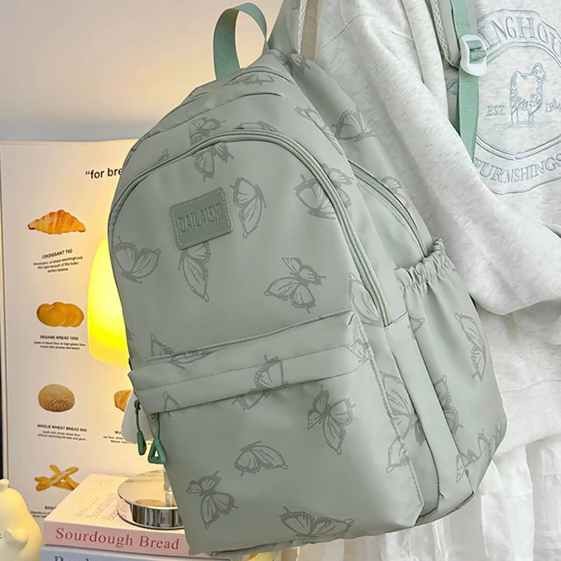 Butterfly Print Backpack Large Capacity Rucksack for Hiking Camping Commute and Travel Minimalist Design