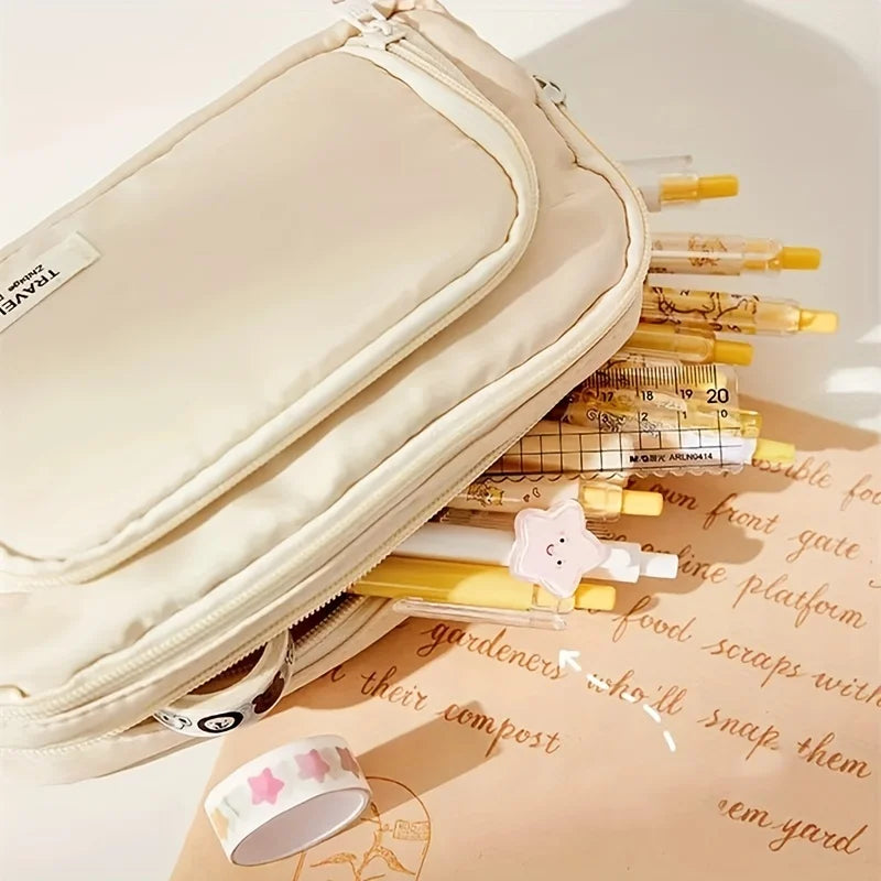 Large-Capacity Canvas Organizer Plus - Multi-Layer Storage with Durable Zipper and Stylish Colors - Portable Makeup, Storage Bag
