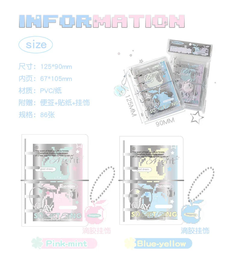 MINKYS M5 Pocket Binder Notebook Planner Yearly Daily Weekly Agenda Book Photo Book Kawaii School Stationery