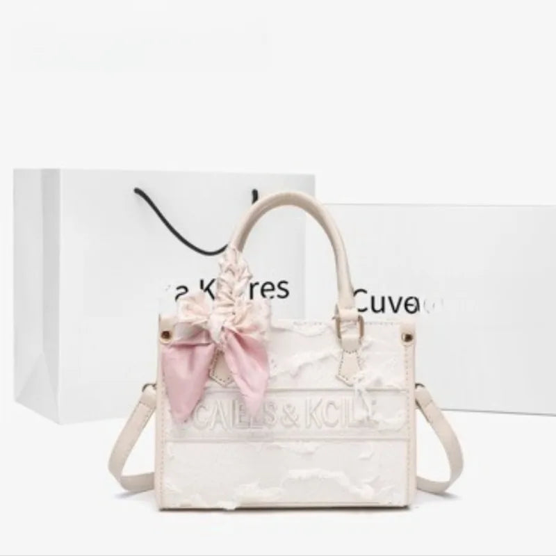 New Trendy Textured Denim Tassel Square Bag Women's Fashion Handbag Lady Clutch Purse Female Shoulder Messenger Bag