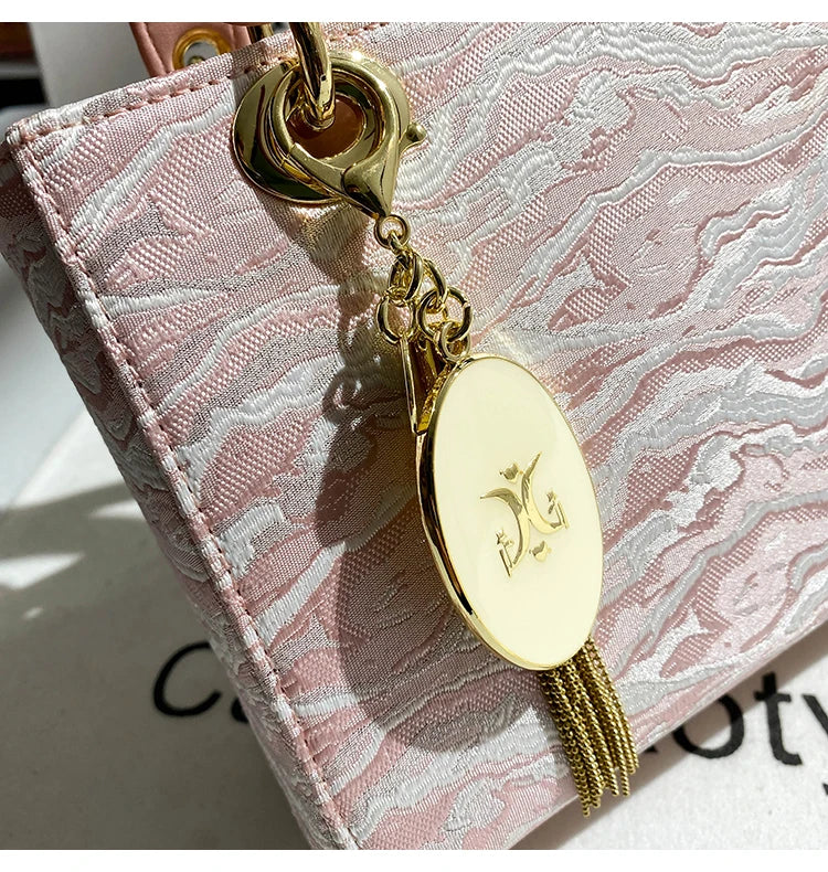 Sweet and Elegant Handheld Square Bag with Cute Pendant and Contrast Color 2025 Winter New in Handbags and Luxury Shoulder Bag