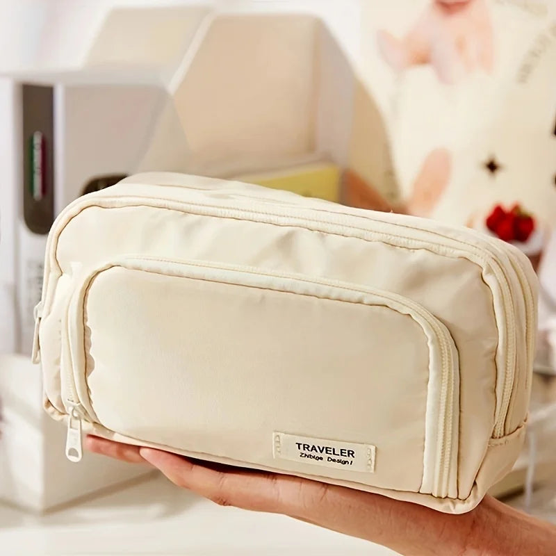 Large-Capacity Canvas Organizer Plus - Multi-Layer Storage with Durable Zipper and Stylish Colors - Portable Makeup, Storage Bag