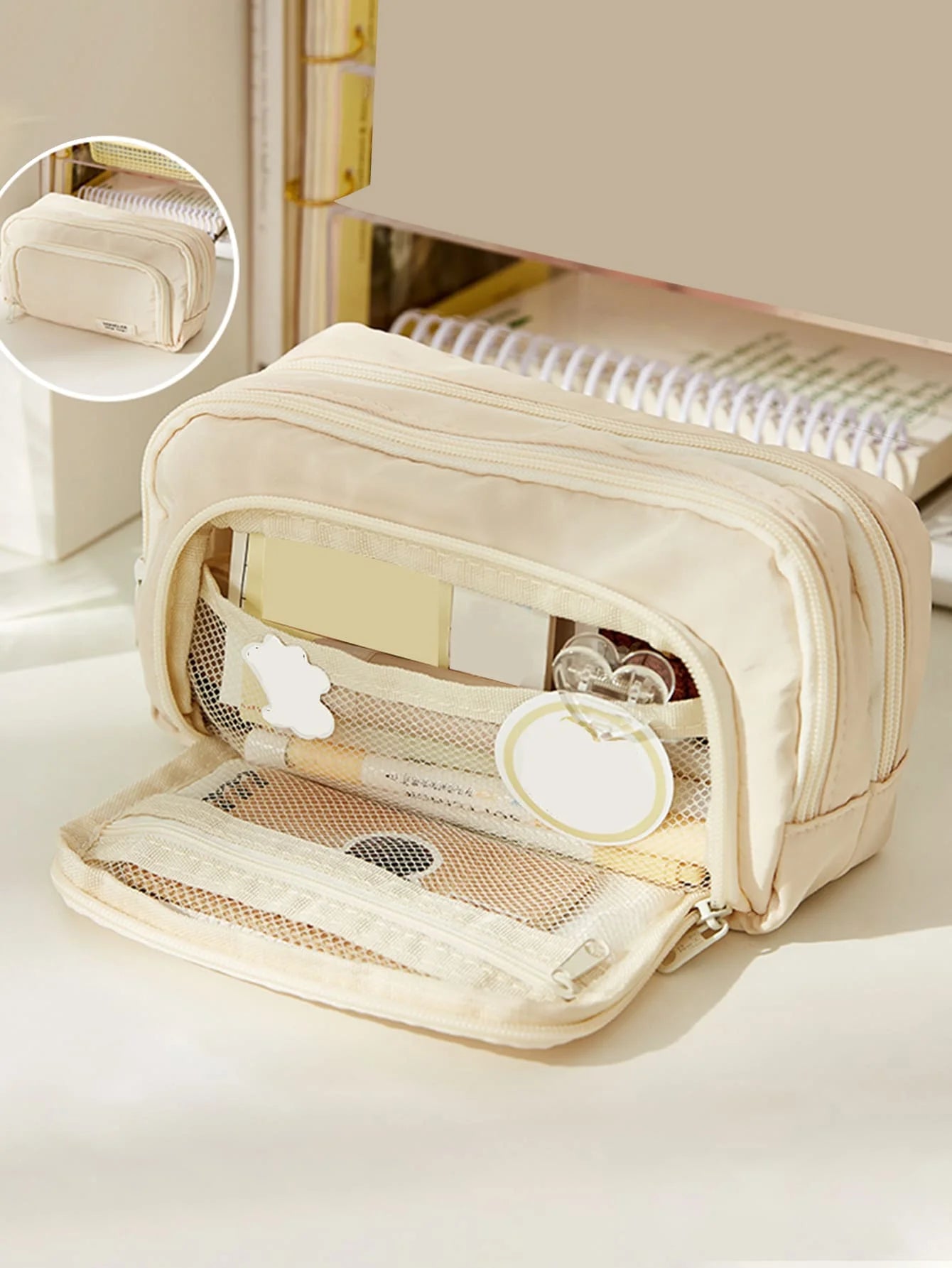Large-Capacity Canvas Organizer Plus - Multi-Layer Storage with Durable Zipper and Stylish Colors - Portable Makeup, Storage Bag