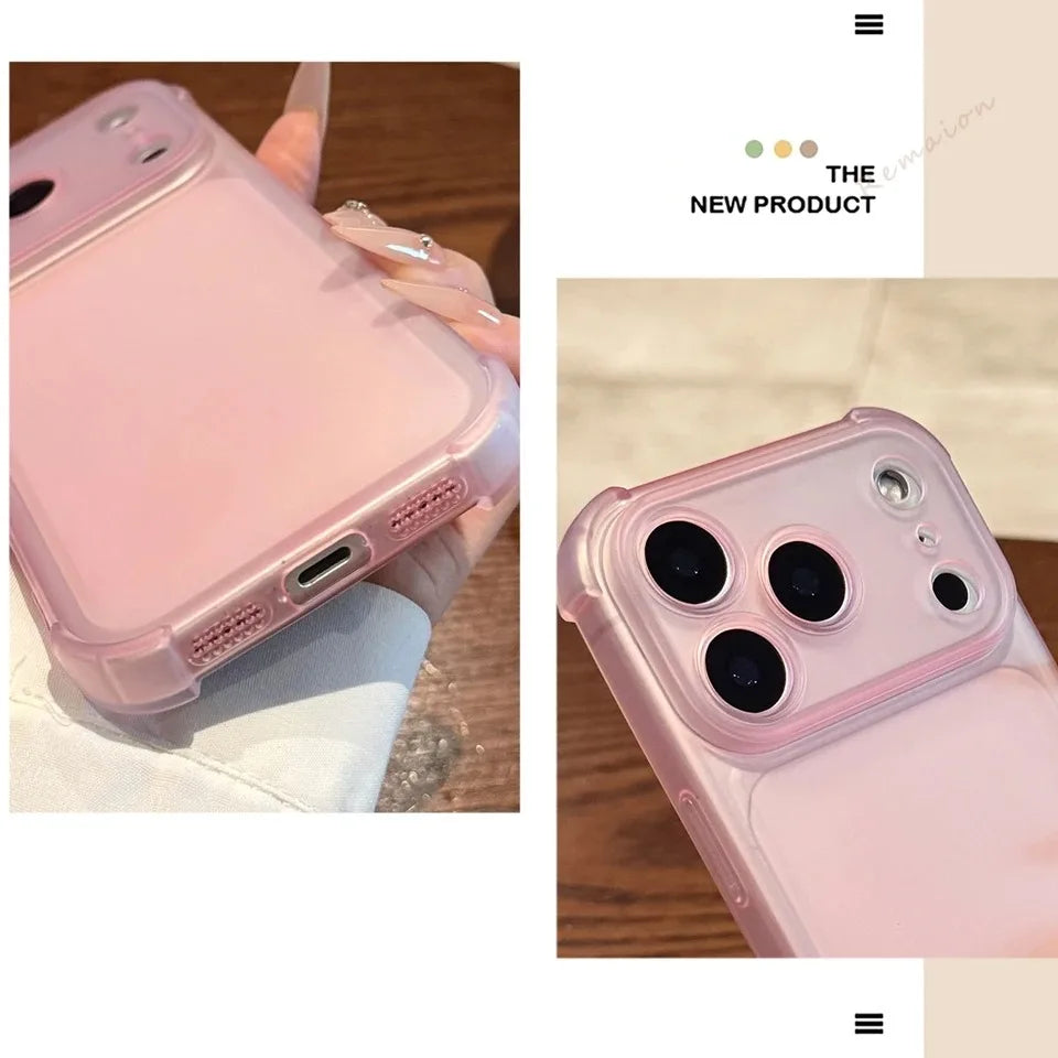 Luxury Matte Translucent Airbag Phone Case For iPhone 17 16 15 14 Plus 12 13 Pro Max 17Pro Air Bumper Shockproof Protector Cover