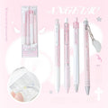 4pcs/set Pearl Angel Gel Pen Set Cute Exam Pens with Wing Design Kawaii Cartoon 0.5mm Black Ink for Kids Back To School Student