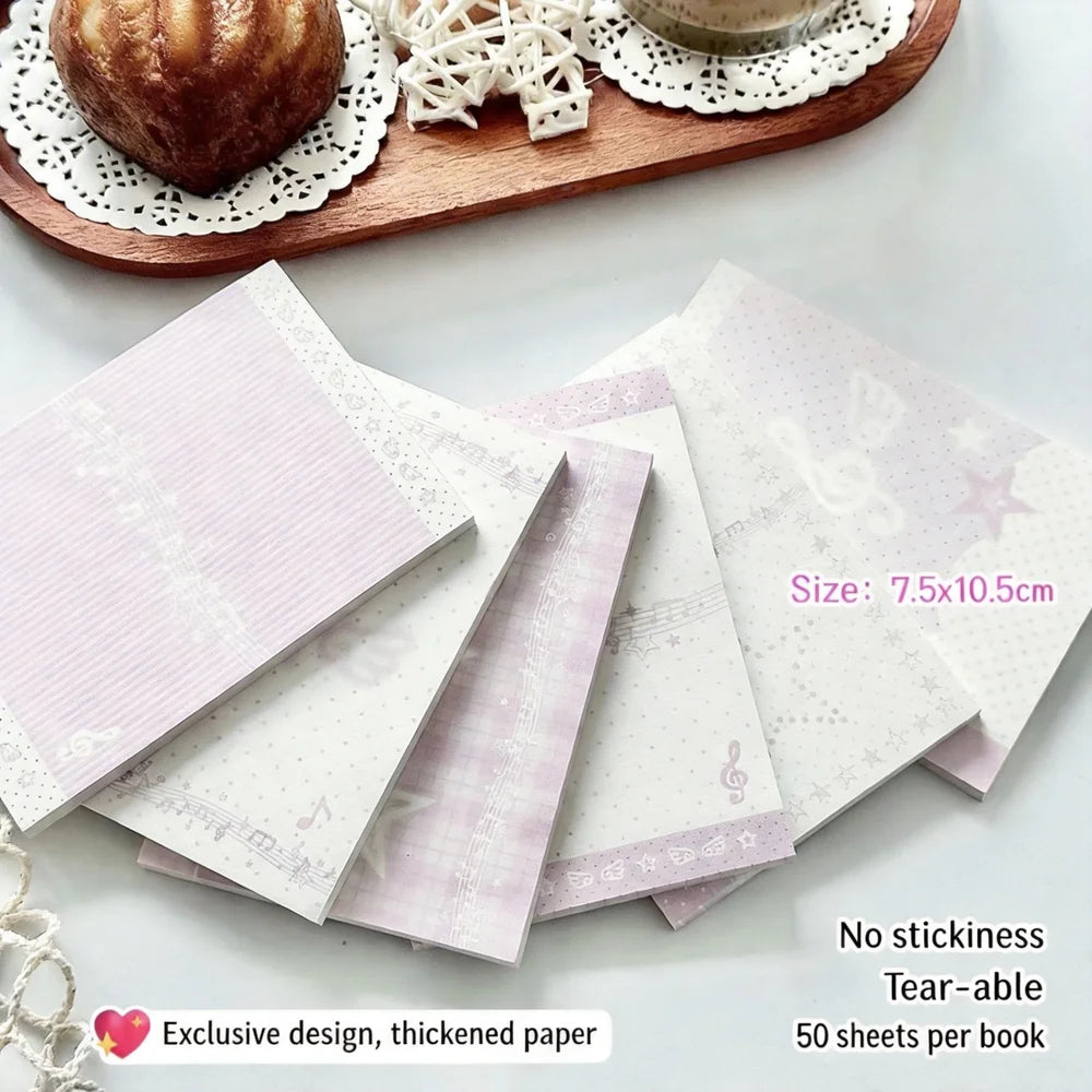 Musical Note Memo Pad Cute A7 Notepad Pink Memo Pad Adorable Non-Sticky Memo Pad For Diary Writing Journaling Note-Taking