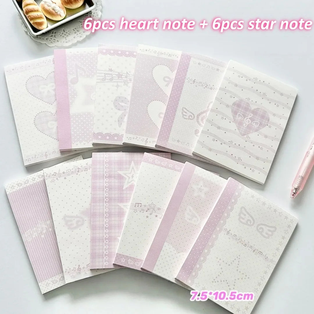 Musical Note Memo Pad Cute A7 Notepad Pink Memo Pad Adorable Non-Sticky Memo Pad For Diary Writing Journaling Note-Taking