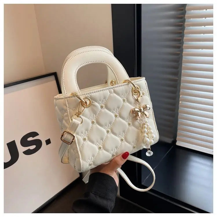 New Women's Crossbody Bag 2026 Trendy Design Summer Handbag Diamond Grid Princess Bag Korean Style Medium Square Bag
