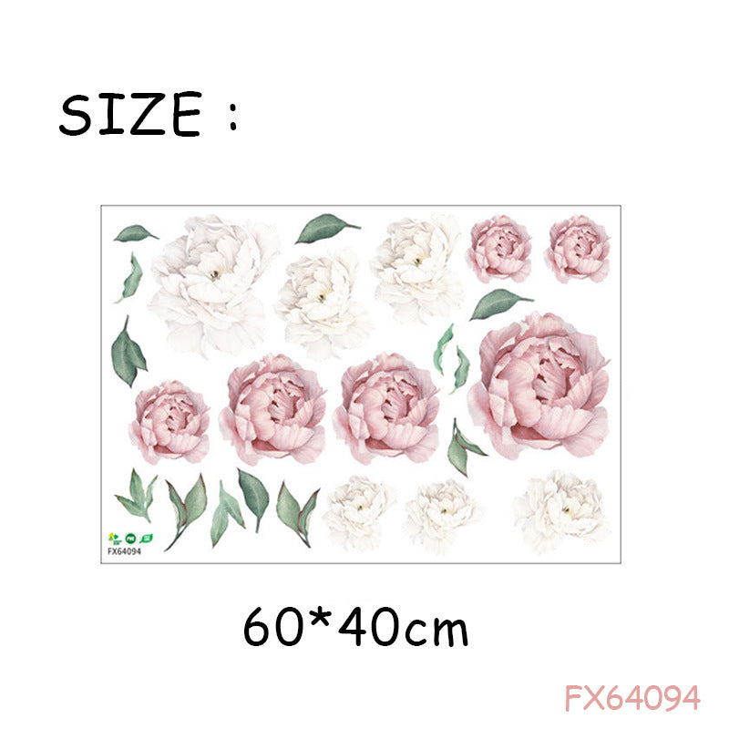 Creative Peony Series Wall Stickers Blossoming Peony Personality Combination Home Decoration Self-adhesive Wall Stickers