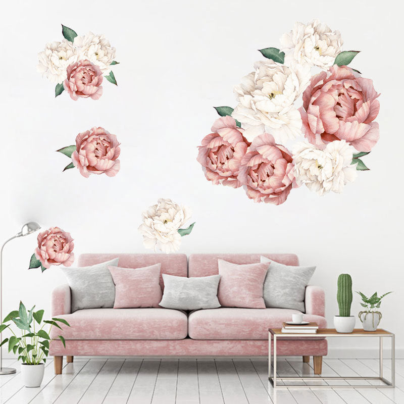 Creative Peony Series Wall Stickers Blossoming Peony Personality Combination Home Decoration Self-adhesive Wall Stickers