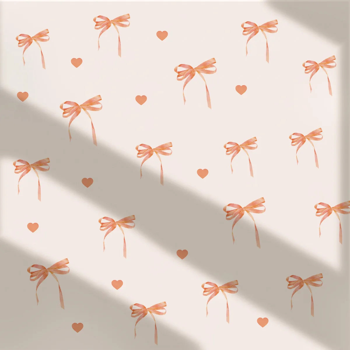 Creative Pink Bow Wall Sticker for Wardrobe Girl's Heart Bedroom Wall Sticker Love Image