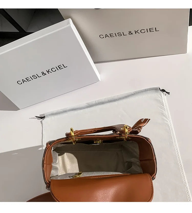 CAEISLKCIEL Women's Handbag 2025 New Diamond Design Diana Style Crossbody Handbag Soft PU Leather British Style Leisure Fashion