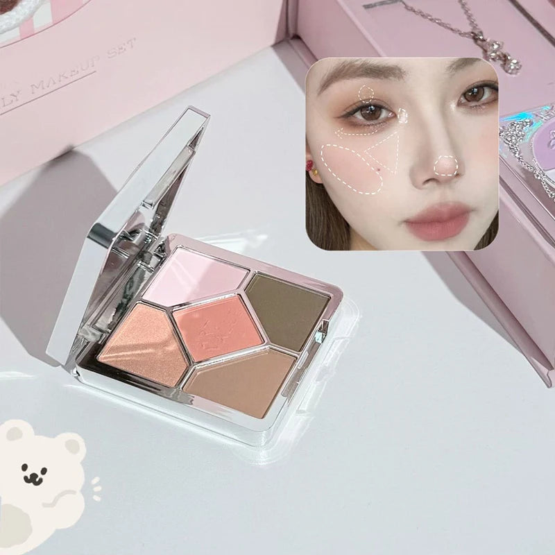 Bear Family Makeup Gift Box Lip Color powder blusher eye shadow powder Holiday Gift Makeup Set