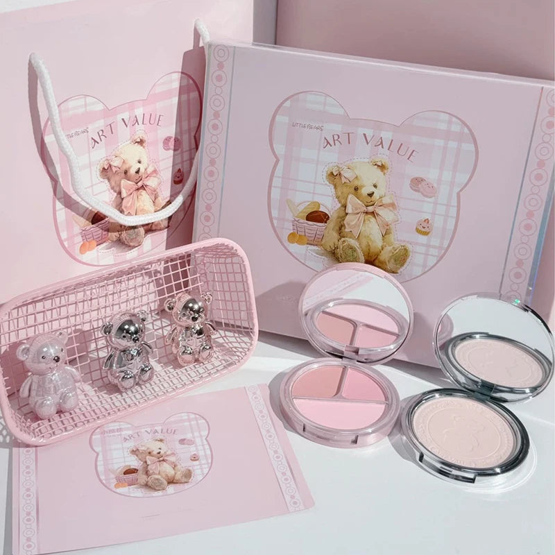 Bear Family Makeup Gift Box Lip Color powder blusher eye shadow powder Holiday Gift Makeup Set