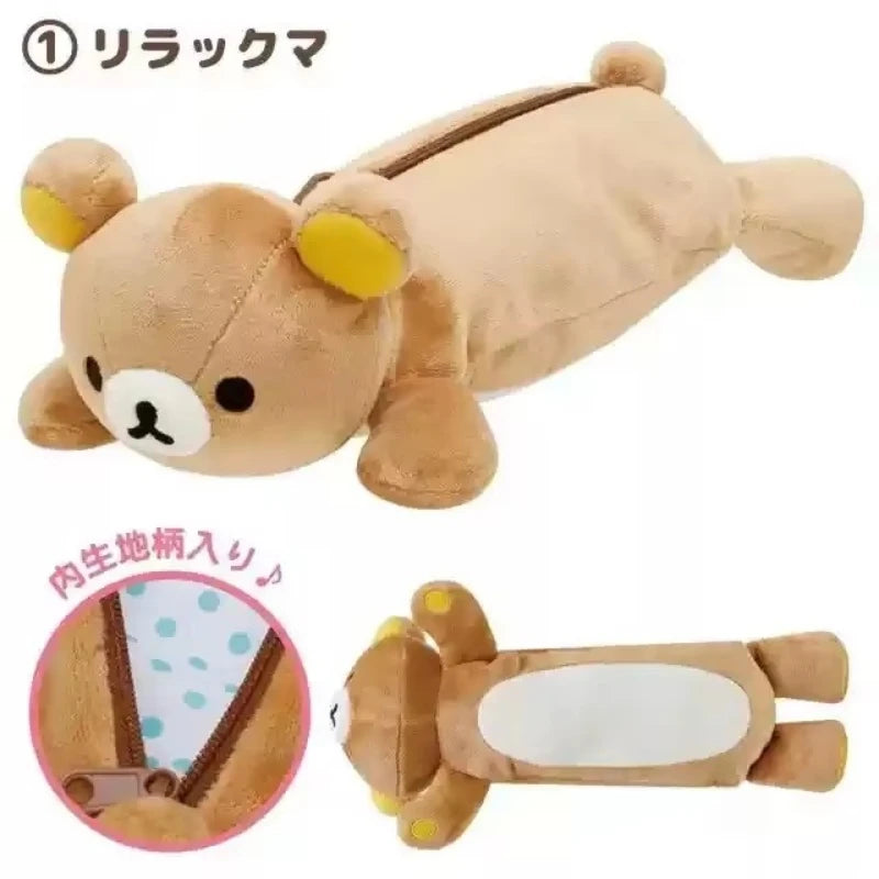 2025 Rilakkuma Bear Sister Cat Dress Up Kawaii Cartoon Plush Pencil Case Cute Pencil Pouch Pen Bag For Girls School Gifts