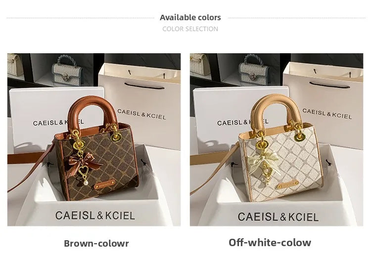 CAEISLKCIEL Women's Handbag 2025 New Diamond Design Diana Style Crossbody Handbag Soft PU Leather British Style Leisure Fashion