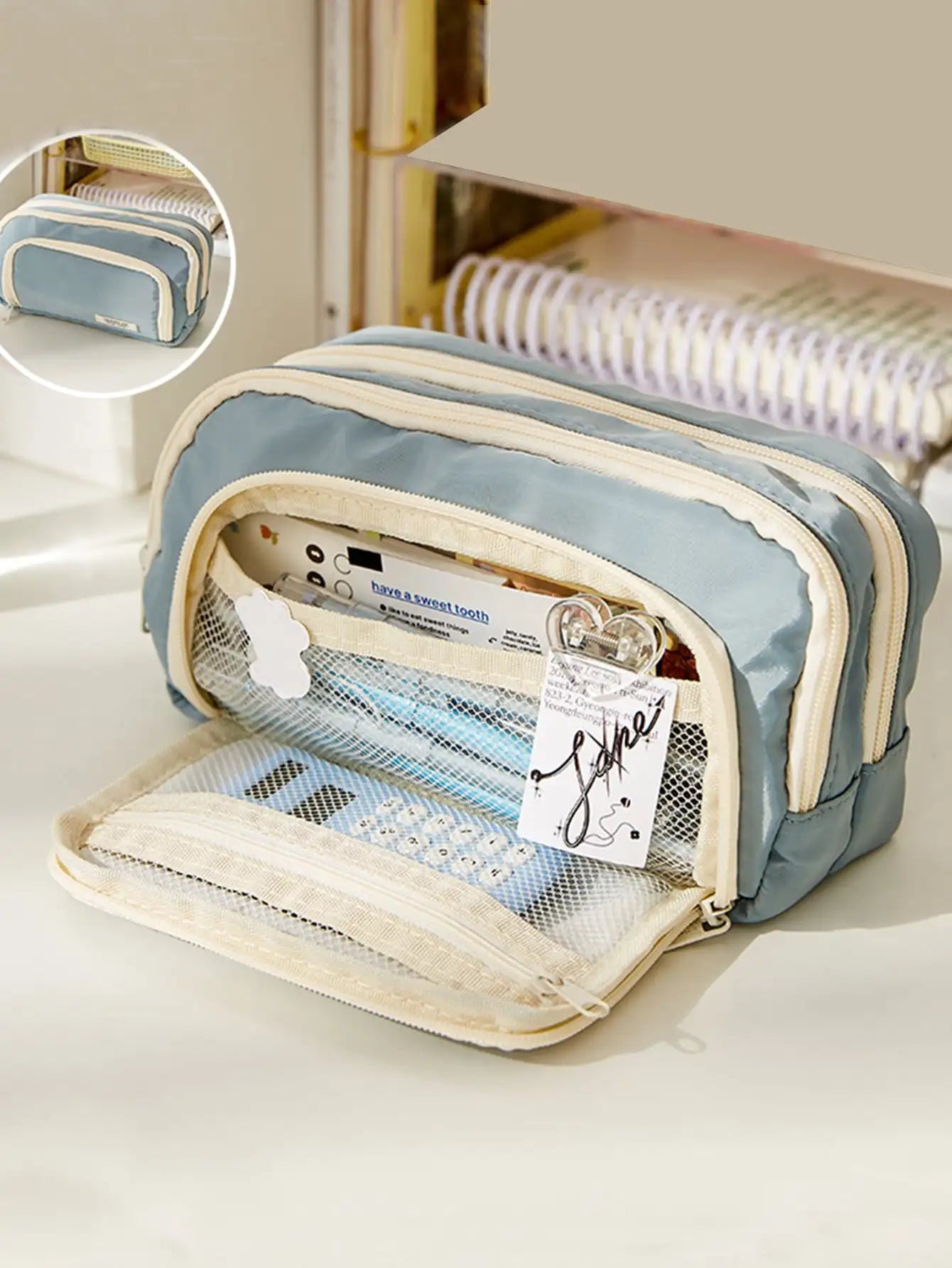 Large-Capacity Canvas Organizer Plus - Multi-Layer Storage with Durable Zipper and Stylish Colors - Portable Makeup, Storage Bag