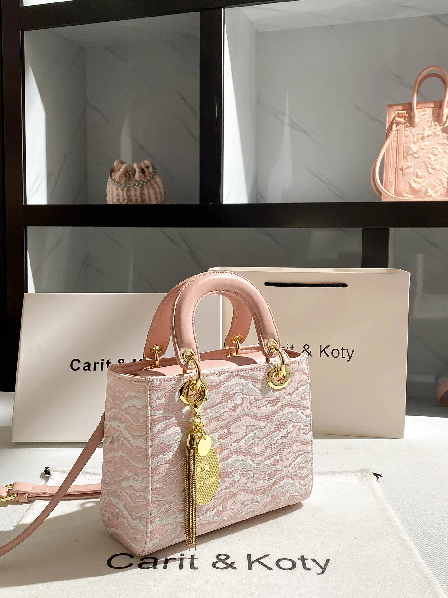 Sweet and Elegant Handheld Square Bag with Cute Pendant and Contrast Color 2025 Winter New in Handbags and Luxury Shoulder Bag