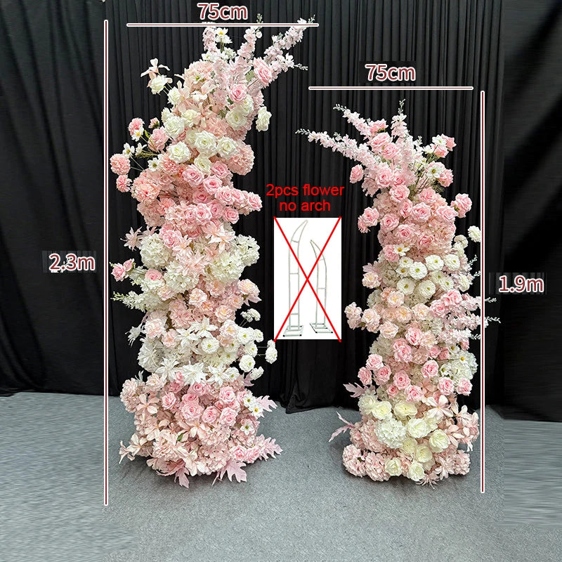Artificial Hang Floral Arrangement Wedding Backdrop Arch Decor Pink White Rose Aisle Floor Flower Row Table Centerpieces Flower