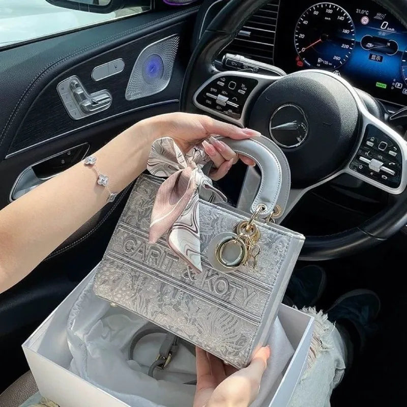 New Trendy Textured Denim Tassel Square Bag Women's Fashion Handbag Lady Clutch Purse Female Shoulder Messenger Bag