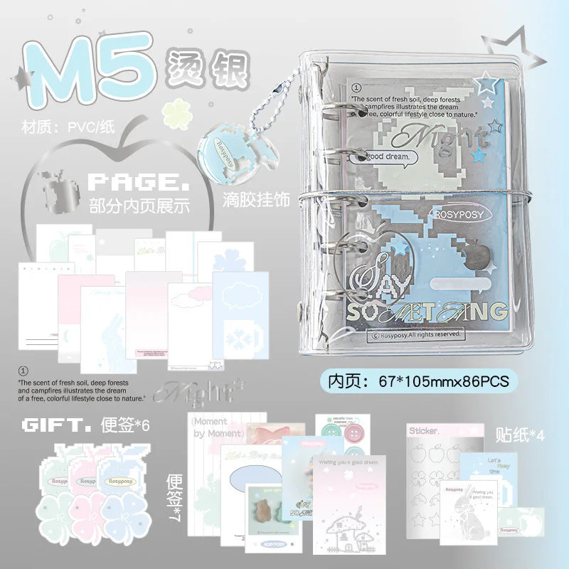 MINKYS M5 Pocket Binder Notebook Planner Yearly Daily Weekly Agenda Book Photo Book Kawaii School Stationery