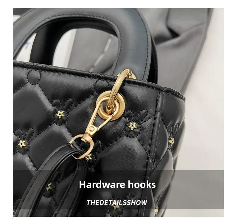 New Women's Crossbody Bag 2026 Trendy Design Summer Handbag Diamond Grid Princess Bag Korean Style Medium Square Bag
