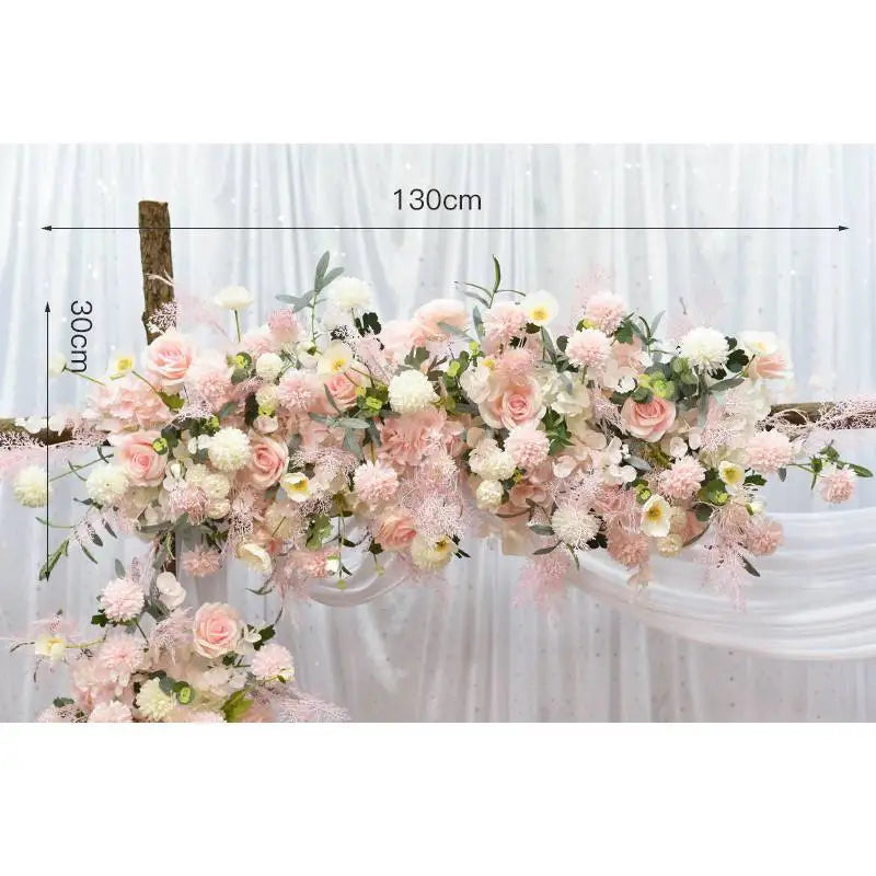 Pink Color Artificial Flowers For Wedding Decoration Welcome Sign Floral Arrangement Wedding Arch Flower Row Background Pink