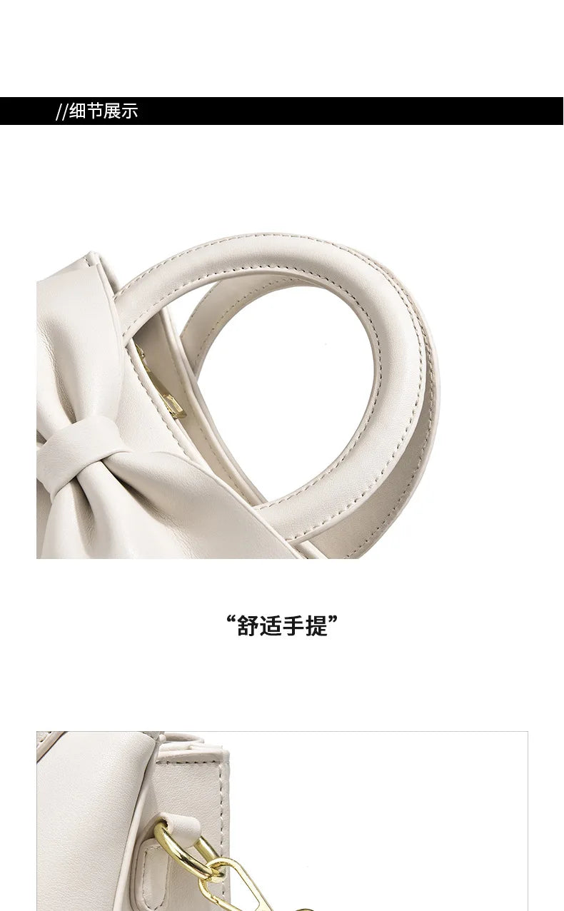2024 New Trendy Women'S Small Square Bag High Quality Bow Single Shoulder Bag Fashionable  Western Style Crossbody Bag Handbag