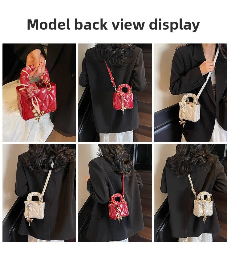 Elegant Women's Crossbody Bag Fashionable Diamond Pattern Single Room Handbag Versatile Party Bag Stylish Mini Square Bag