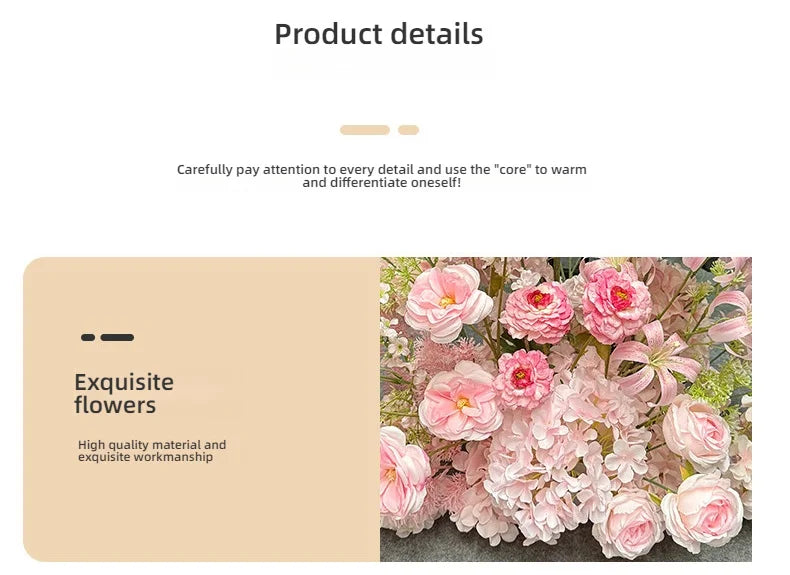 Artificial Hang Floral Arrangement Wedding Backdrop Arch Decor Pink White Rose Aisle Floor Flower Row Table Centerpieces Flower