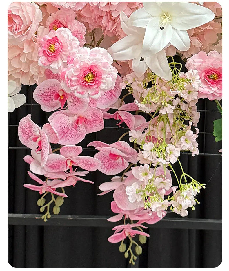 Artificial Hang Floral Arrangement Wedding Backdrop Arch Decor Pink White Rose Aisle Floor Flower Row Table Centerpieces Flower