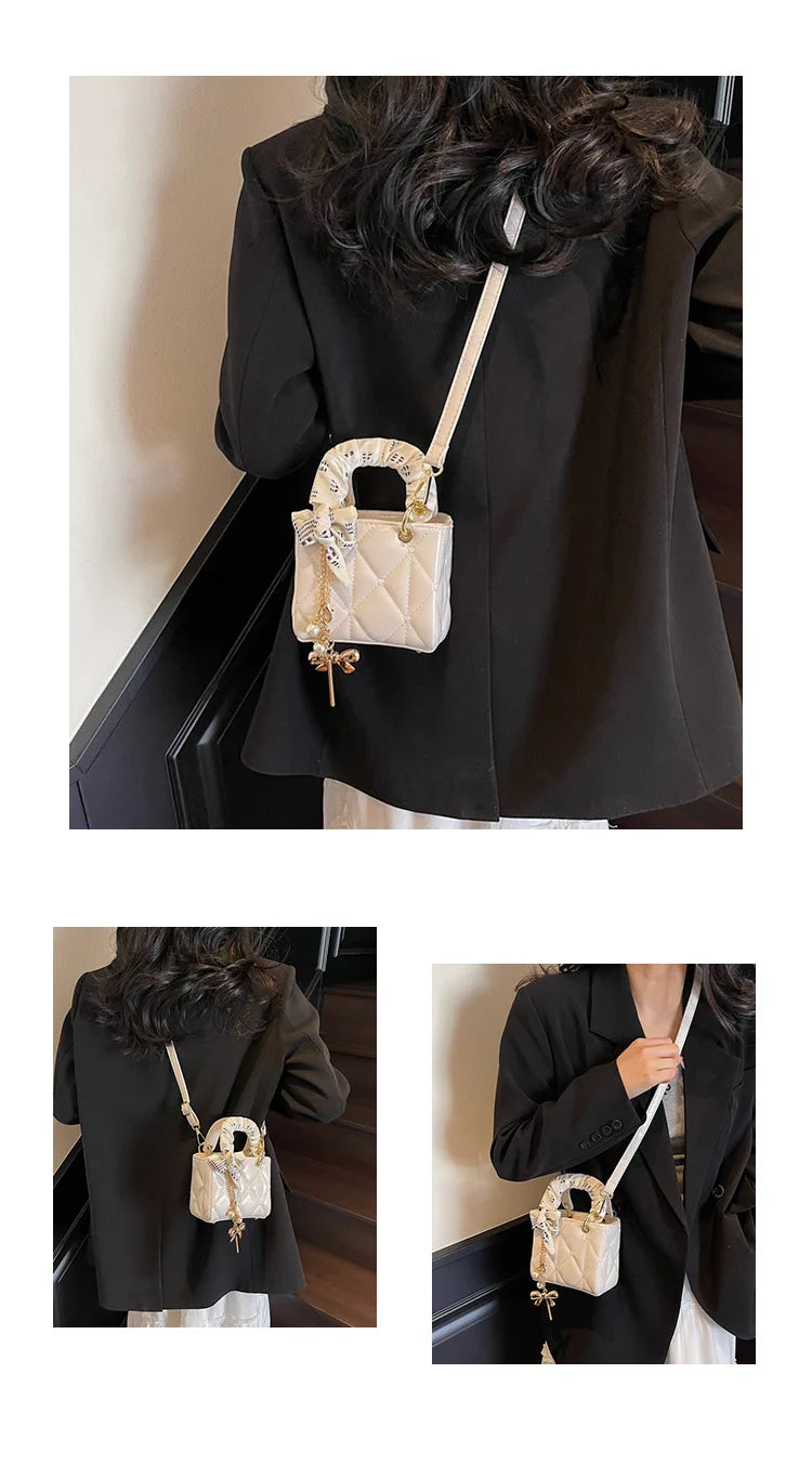 Elegant Women's Crossbody Bag Fashionable Diamond Pattern Single Room Handbag Versatile Party Bag Stylish Mini Square Bag