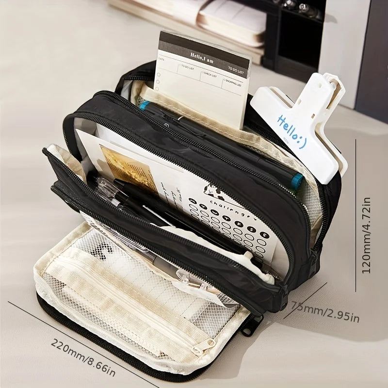 Large-Capacity Canvas Organizer Plus - Multi-Layer Storage with Durable Zipper and Stylish Colors - Portable Makeup, Storage Bag