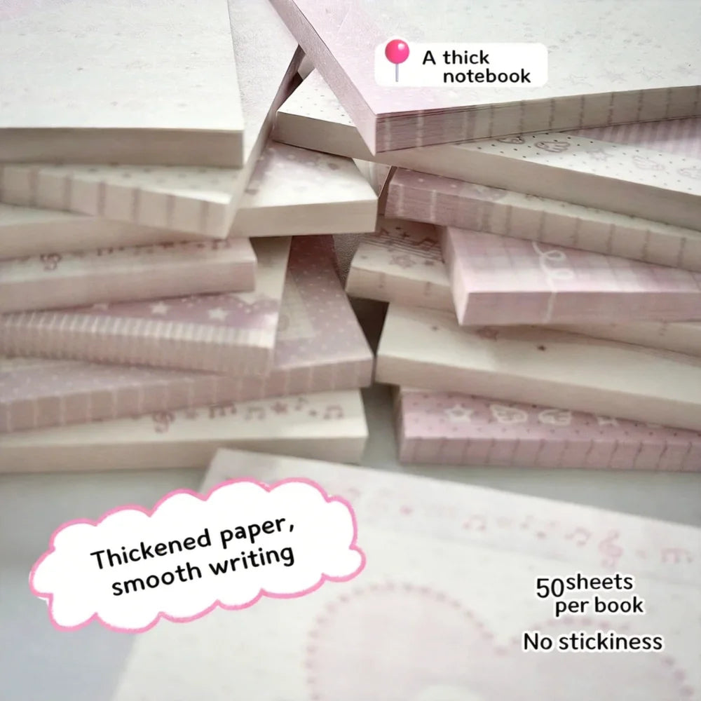Musical Note Memo Pad Cute A7 Notepad Pink Memo Pad Adorable Non-Sticky Memo Pad For Diary Writing Journaling Note-Taking