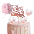 PinkHeart Happy Birthday Cake Topper  Birthday Cake Topper Lovely Heart Cupcake Toppers Picks Pink Cake Decorations for Birthday