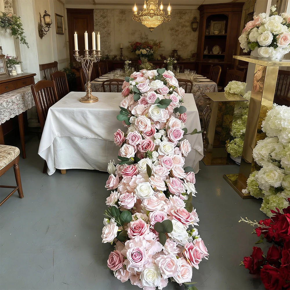 Pink Artificial Flower Ball Wreath 50/60/70/80cm Wedding Table Centerpiece Road Lead Decor Floral Arrangement for Party Event
