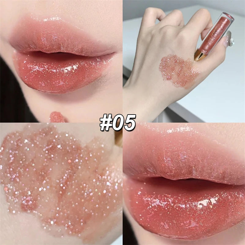 Pearl Diamond Glitter Lip Gloss Lasting Moisturizing Fine Shimmer Liquid Lipstick Mirror Water-glossy Sparkling Lip Tint Makeup