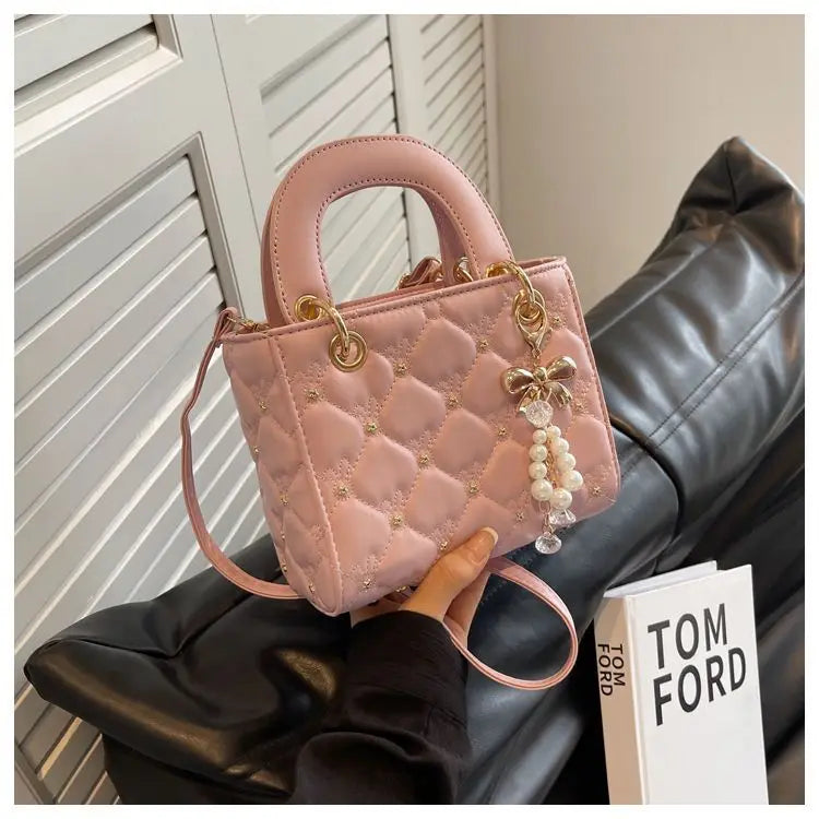 New Women's Crossbody Bag 2026 Trendy Design Summer Handbag Diamond Grid Princess Bag Korean Style Medium Square Bag