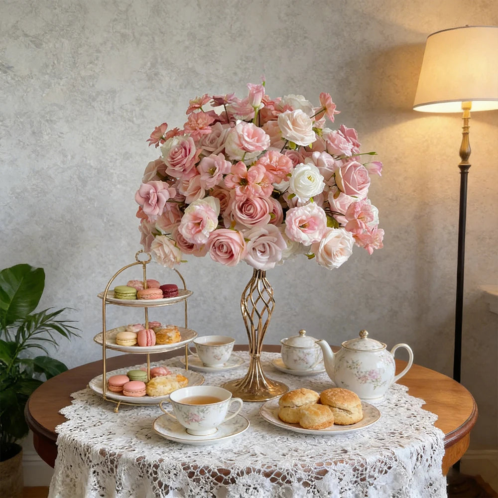 Pink Artificial Flower Ball Wreath 50/60/70/80cm Wedding Table Centerpiece Road Lead Decor Floral Arrangement for Party Event