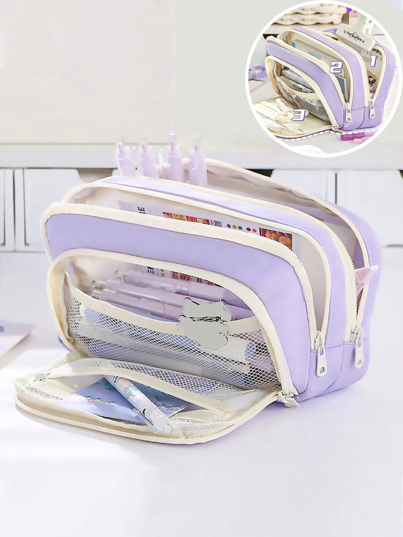 Large-Capacity Canvas Organizer Plus - Multi-Layer Storage with Durable Zipper and Stylish Colors - Portable Makeup, Storage Bag
