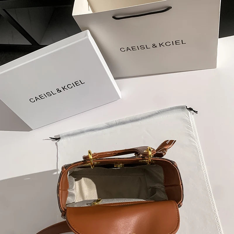 CAEISLKCIEL Women's Handbag 2025 New Diamond Design Diana Style Crossbody Handbag Soft PU Leather British Style Leisure Fashion