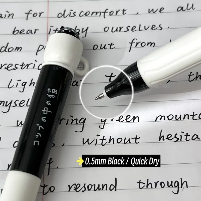 4pcs Cute Cat Pens 0.5mm Quick-Dry Black Cup Writing Pens Perfect for Office School Supplies School Stationery Playful Design