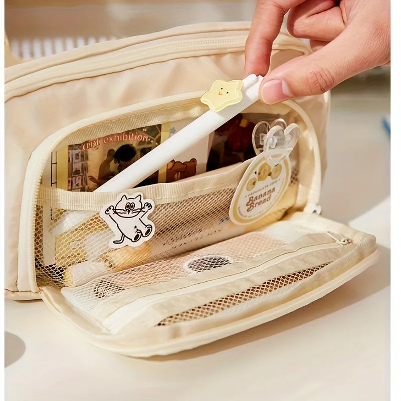 Large-Capacity Canvas Organizer Plus - Multi-Layer Storage with Durable Zipper and Stylish Colors - Portable Makeup, Storage Bag